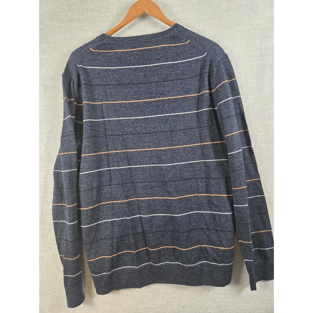Banana Republic 100% Merino Wool Sweater Mens L Blue Stripe Preppy Career School